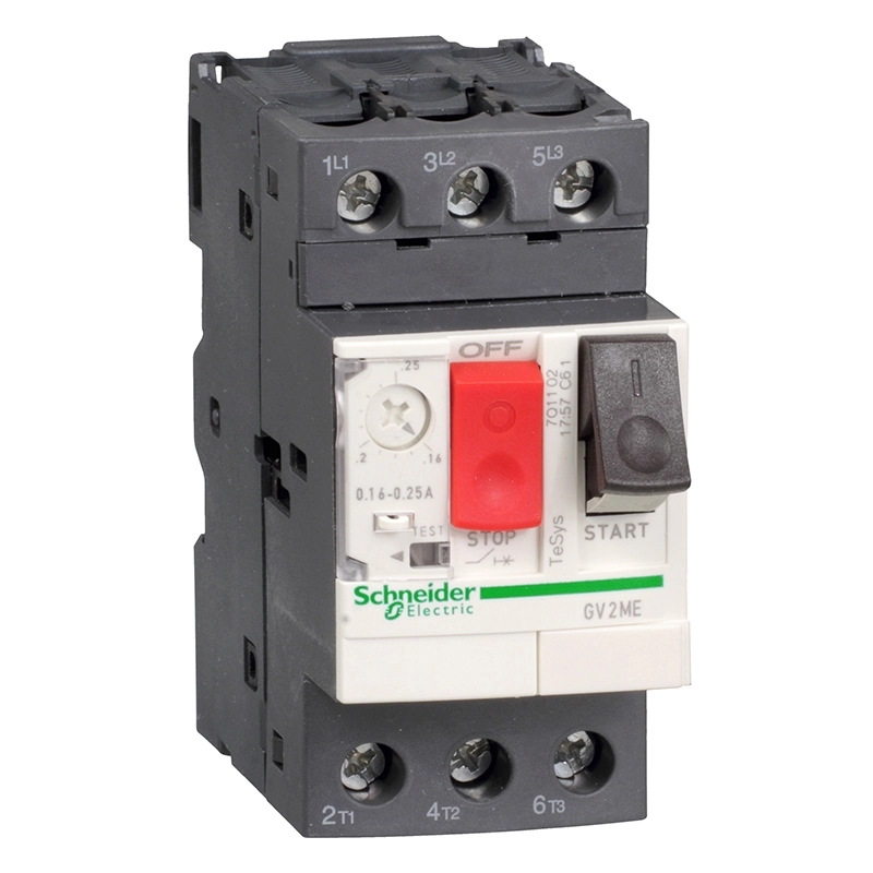 Guardamotor magnetotérmico TeSys GV2ME tripolar de 0,16/0,25A 100kA